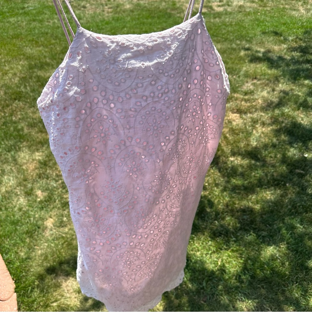 Urban Outfitters Kimchi Blue Pink strappy eyelet shift Dress size large - Picture 6 of 9